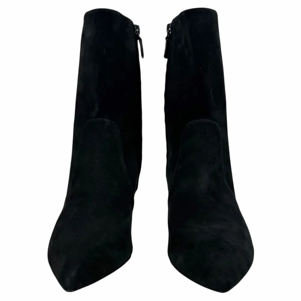 Stuart Weitzman Renegade Suede Block Heel Ankle Boots Black Size 11